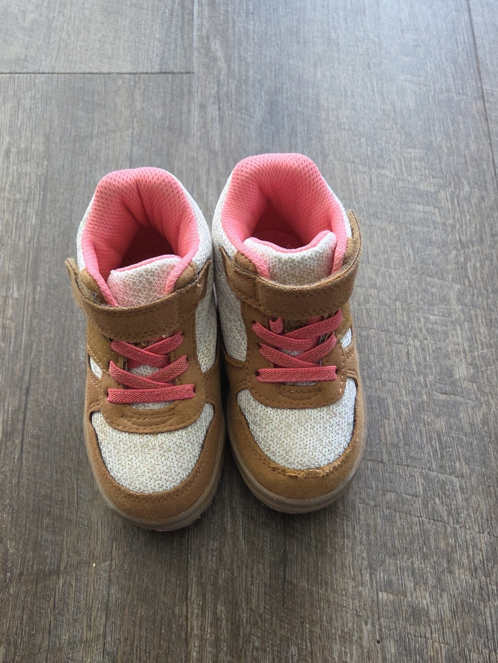 Kids Brown and Pink Athletic Sneakers - Comfortable Everyday Shoes